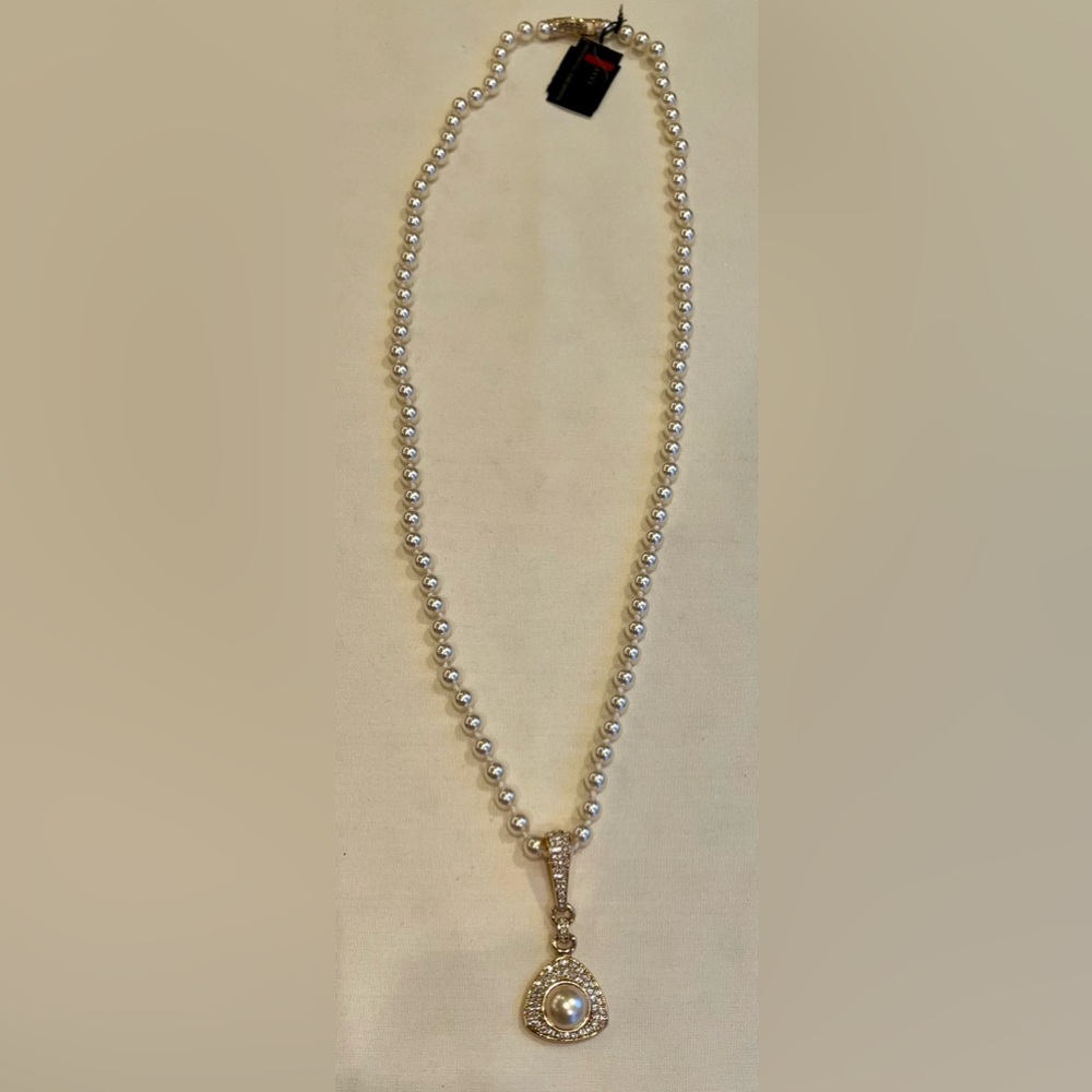 Vintage, Signed S.A.L. Swarovski Pearl & Crystal Pendant Necklace, NWT - Picture 3 of 16